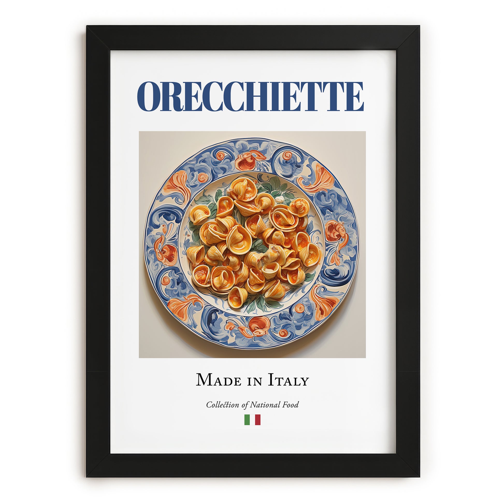 Orecchiette – Italian Pasta, Trattoria Print, in sleek black frame
