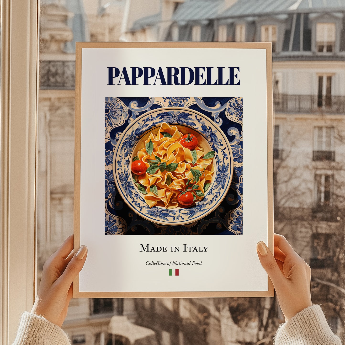 Pappardelle – Italian Pasta, Osteria Poster, styled in a charming Paris street view