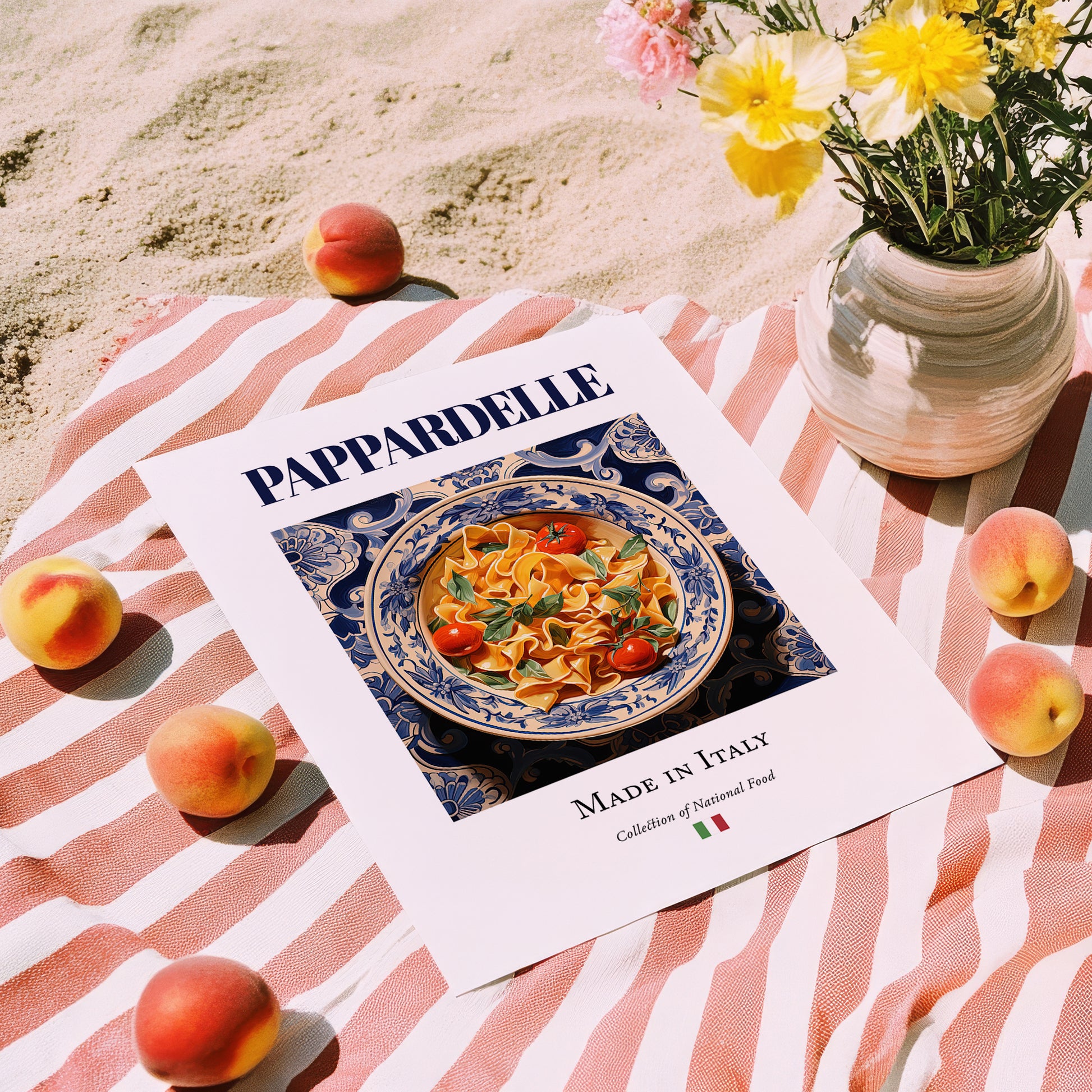 Pappardelle – Italian Pasta, Osteria Poster, unframed on coastal sand