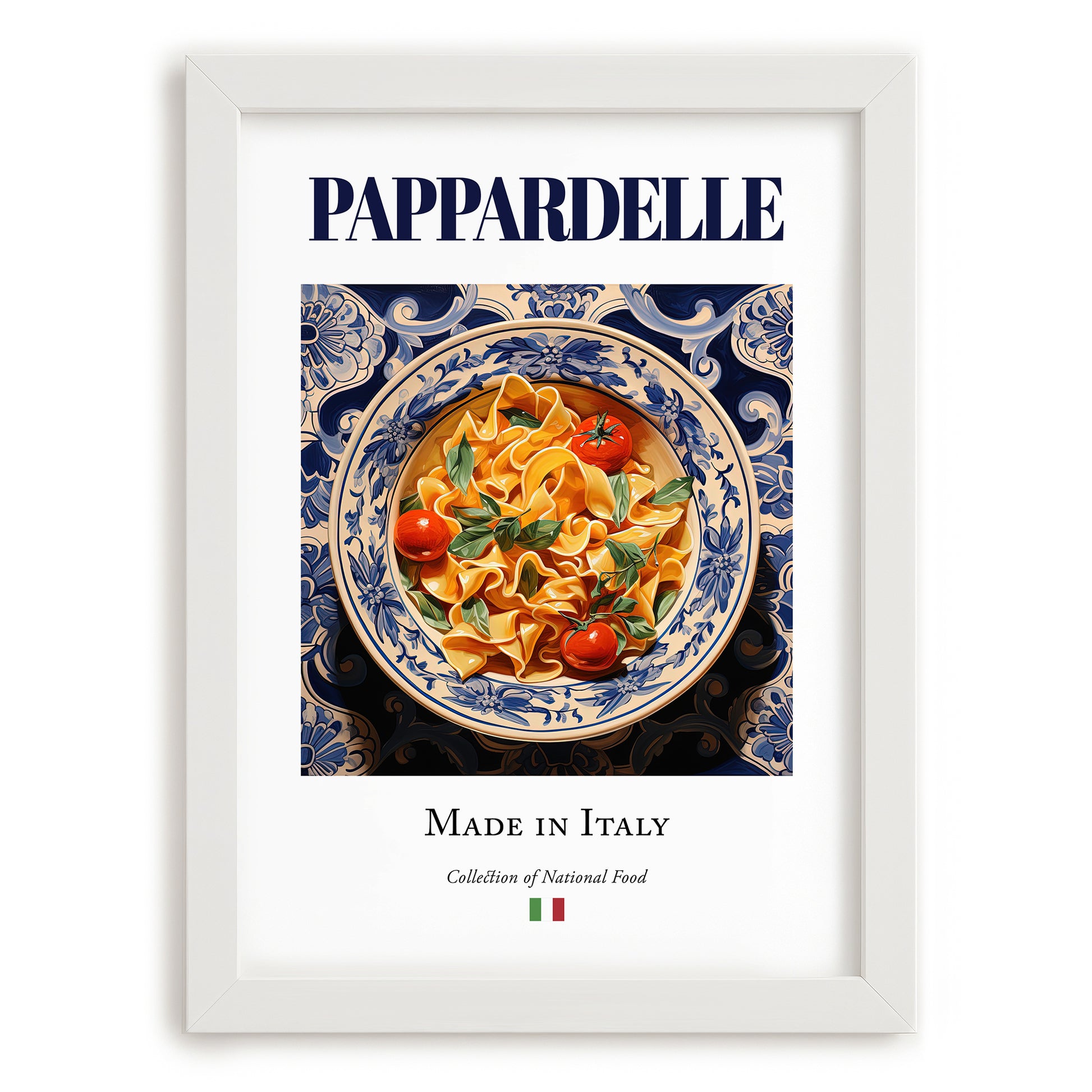 Pappardelle – Italian Pasta, Osteria Poster, placed in minimal white frame
