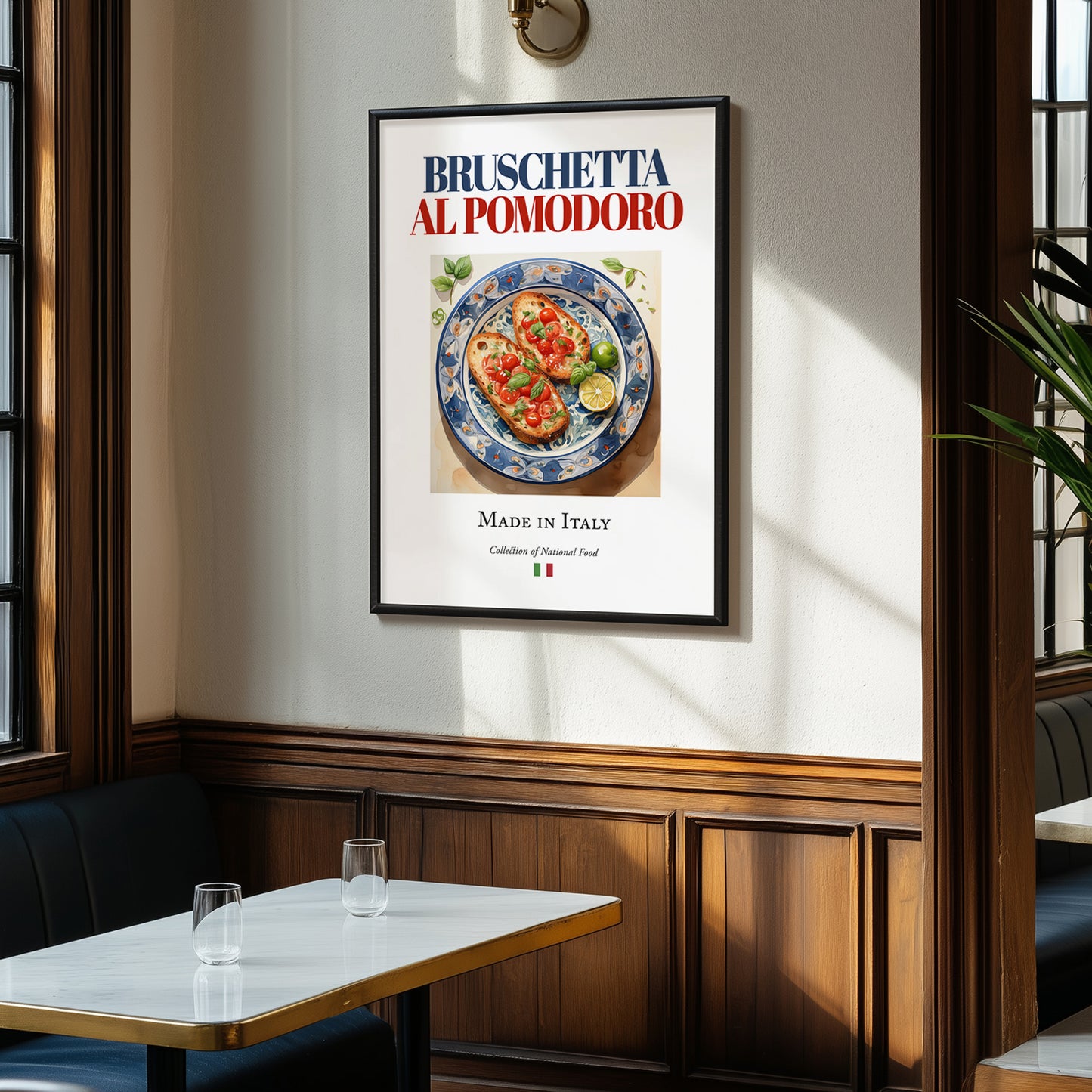 Bruschetta al pomodoro – Italian Dish, Bistro Still Life, clean layout with no caption