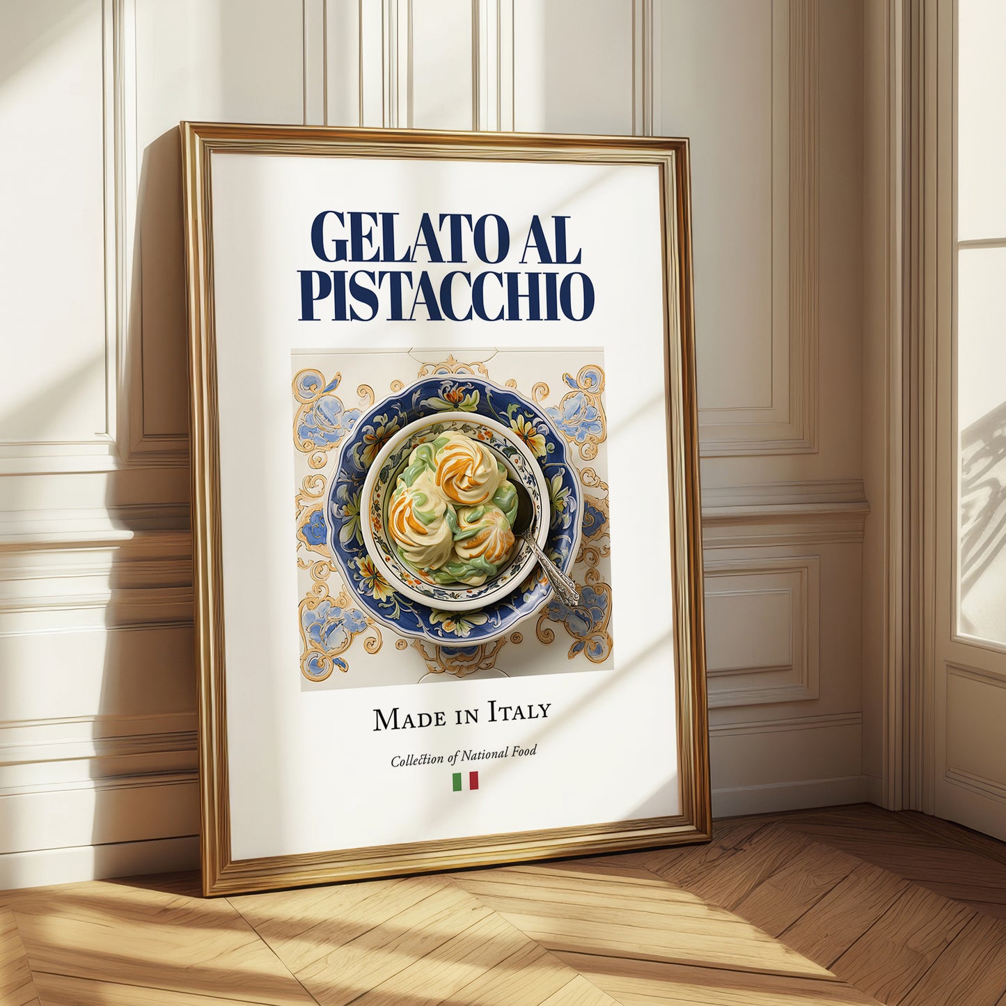 Gelato al pistacchio – Italian Dessert Dish, Brasserie Print