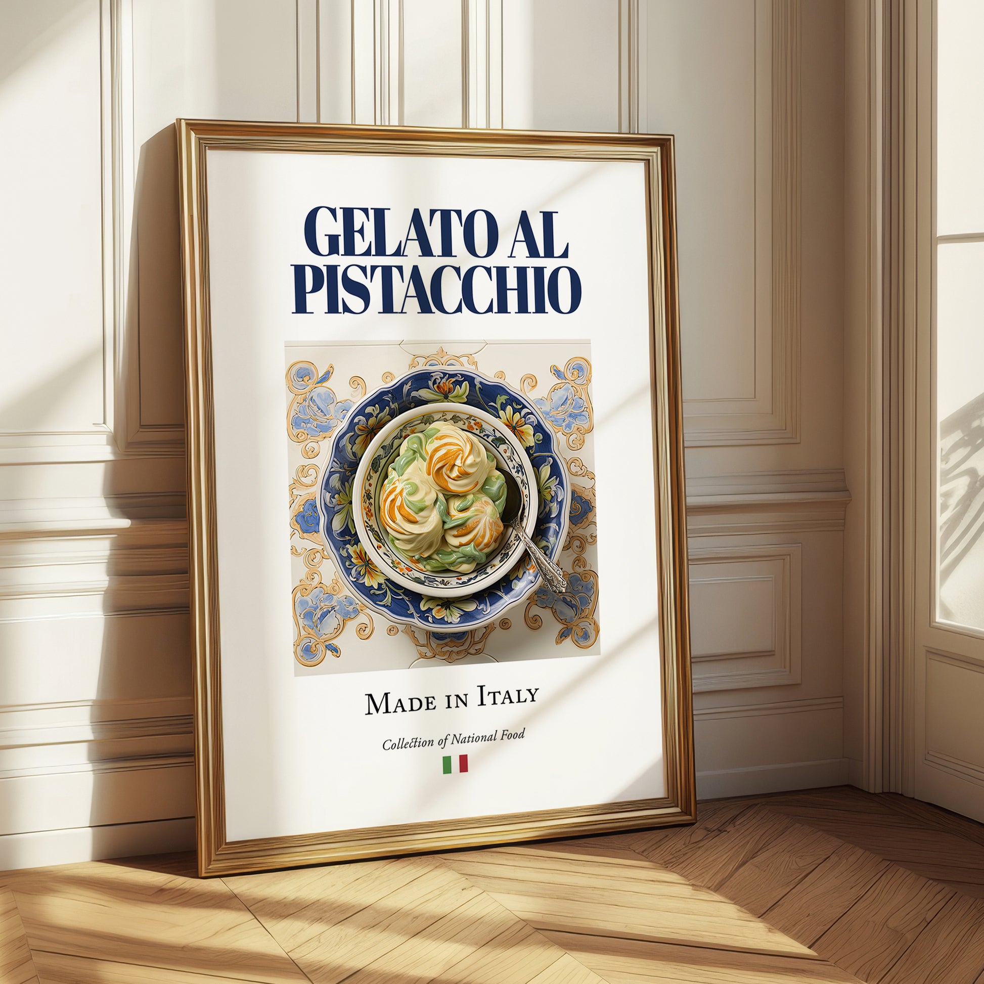 Gelato al pistacchio – Italian Dessert Dish, Brasserie Print