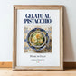 Gelato al pistacchio – Italian Dessert Dish, Brasserie Print, in wooden frame leaning on the floor