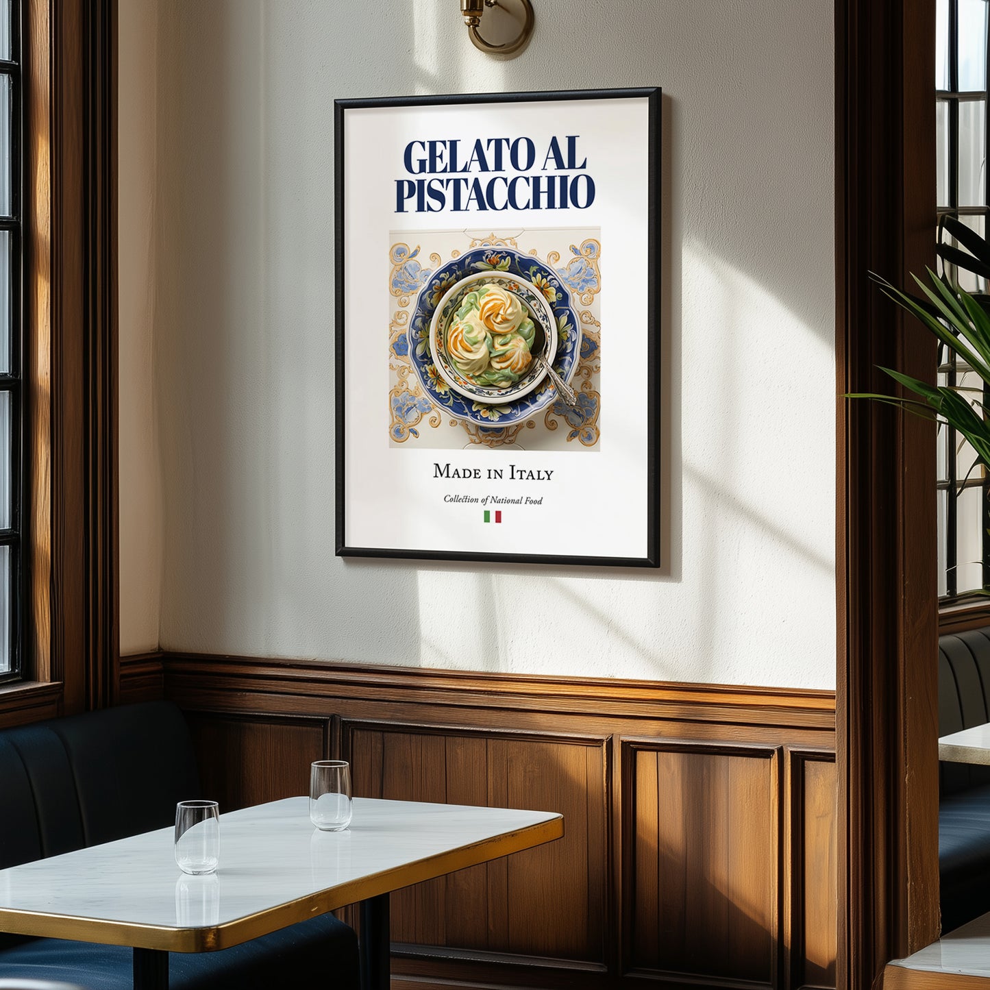 Gelato al pistacchio – Italian Dessert Dish, Brasserie Print, clean layout with no caption