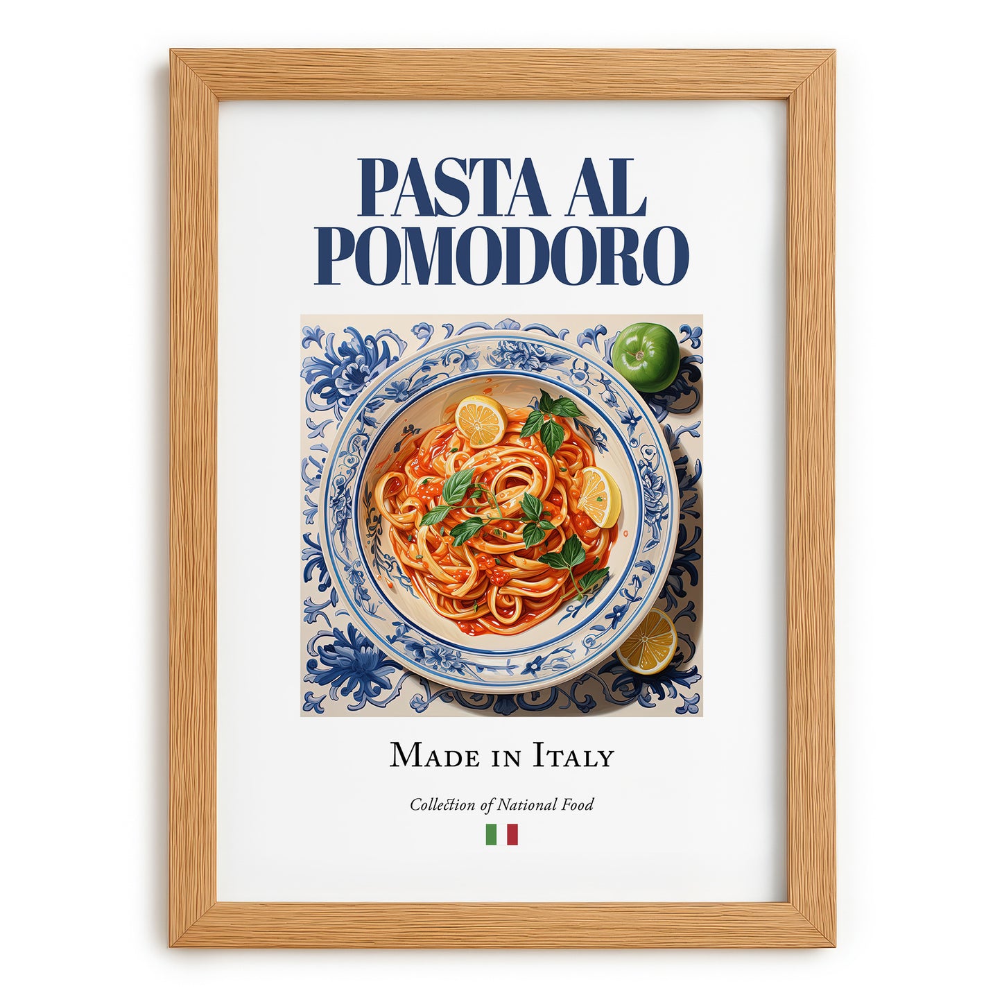 Pasta al pomodoro – Italian Pasta, Restaurant Wall Art, set in oak frame