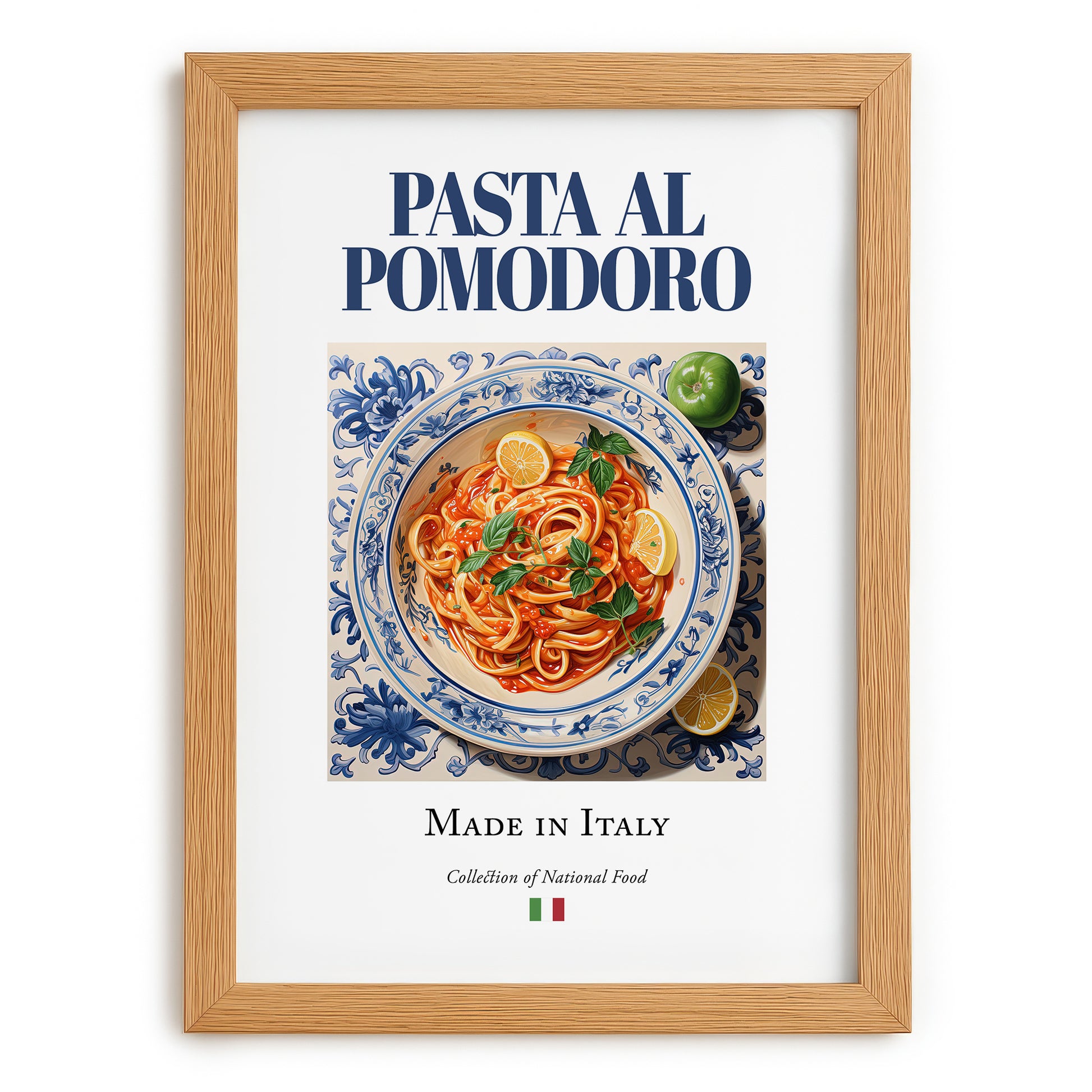 Pasta al pomodoro – Italian Pasta, Restaurant Wall Art, set in oak frame