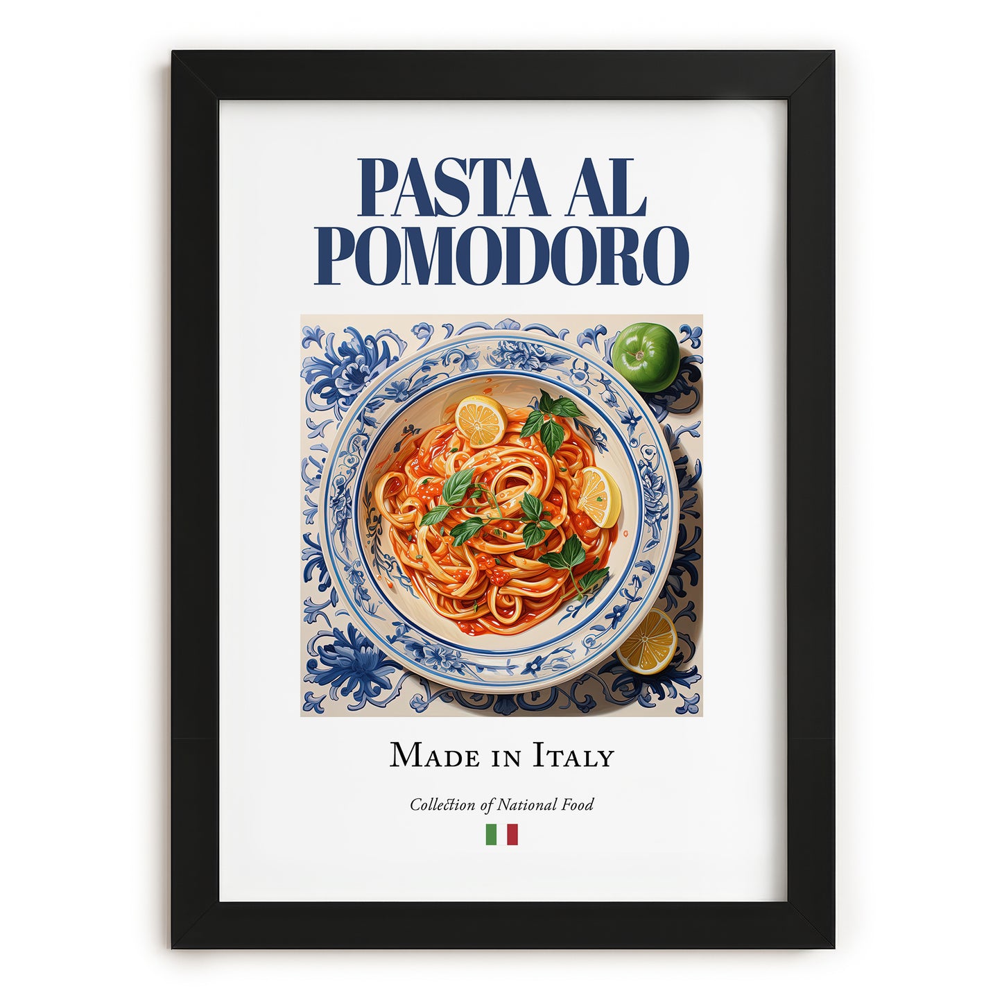 Pasta al pomodoro – Italian Pasta, Restaurant Wall Art, in sleek black frame