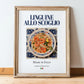 Linguine allo scoglio – Italian Pasta, Ristorante Illustration, in wooden frame leaning on the floor