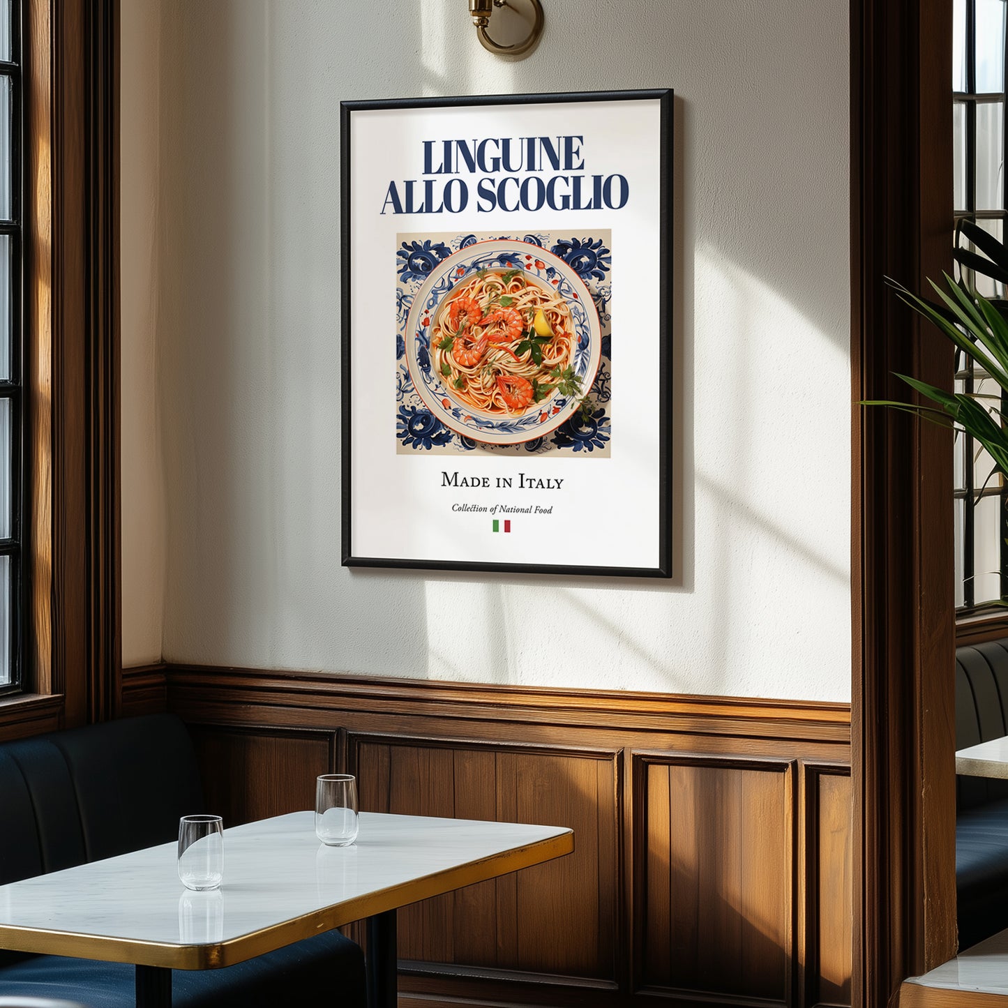 Linguine allo scoglio – Italian Pasta, Ristorante Illustration, clean layout with no caption
