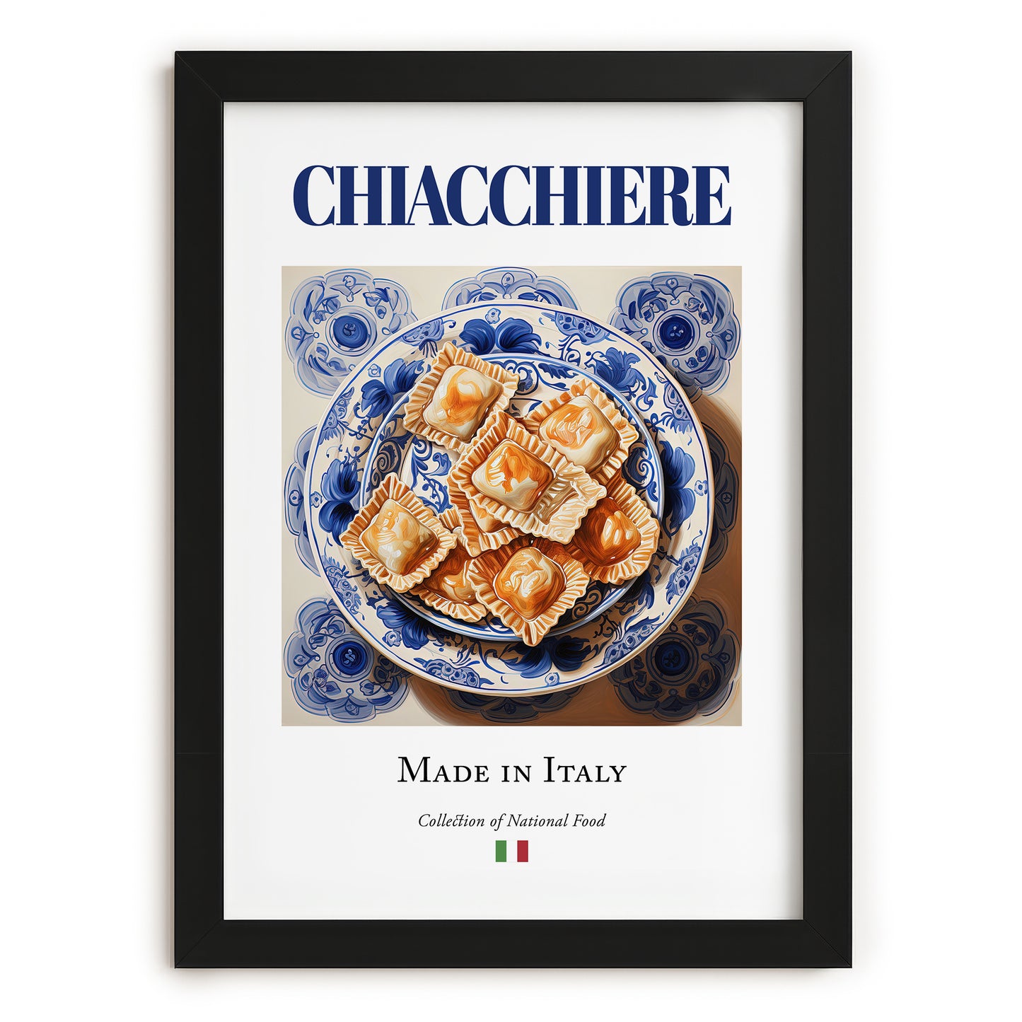 Chiacchiere – Italian Dessert Dish, Farmhouse Kitchen Poster, in sleek black frame