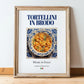 Tortellini in brodo – Italian Pasta, Osteria Illustration, in wooden frame leaning on the floor