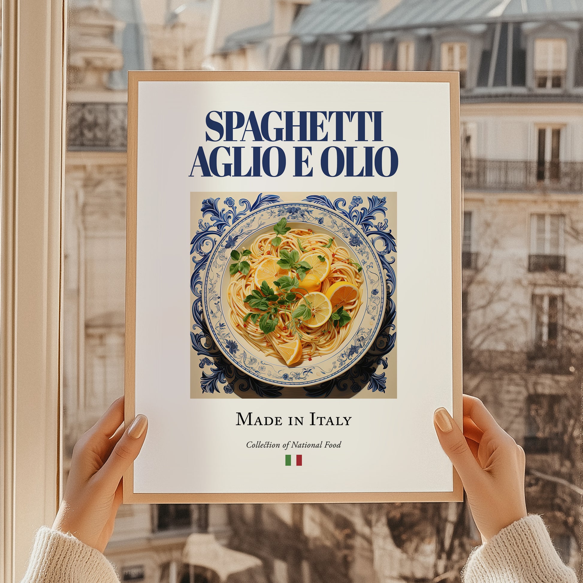 Spaghetti aglio e olio – Italian Pasta, Trattoria Art, styled in a charming Paris street view