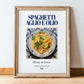 Spaghetti aglio e olio – Italian Pasta, Trattoria Art, in wooden frame leaning on the floor