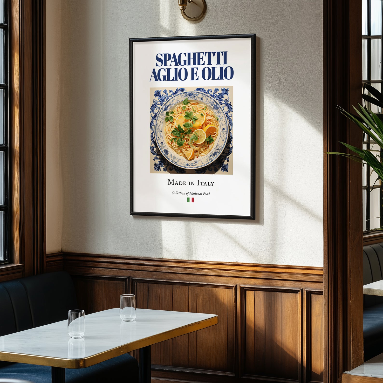 Spaghetti aglio e olio – Italian Pasta, Trattoria Art, clean layout with no caption
