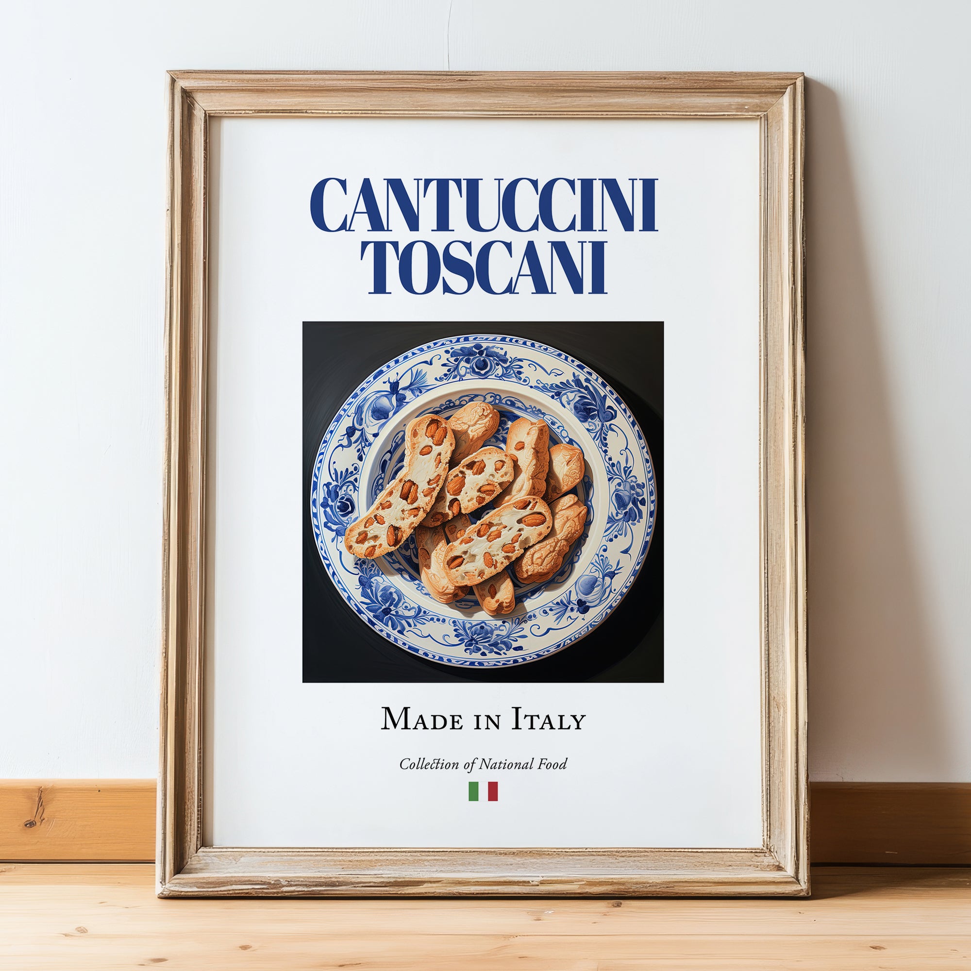 Cantuccini Toscani – Italian Dessert Dish, Tavern Poster, in wooden frame leaning on the floor