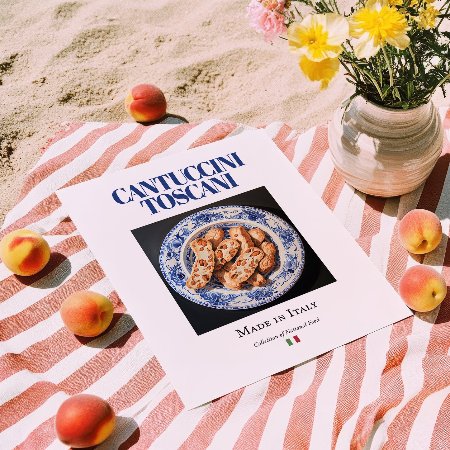 Cantuccini Toscani – Italian Dessert Dish, Tavern Poster, unframed on coastal sand