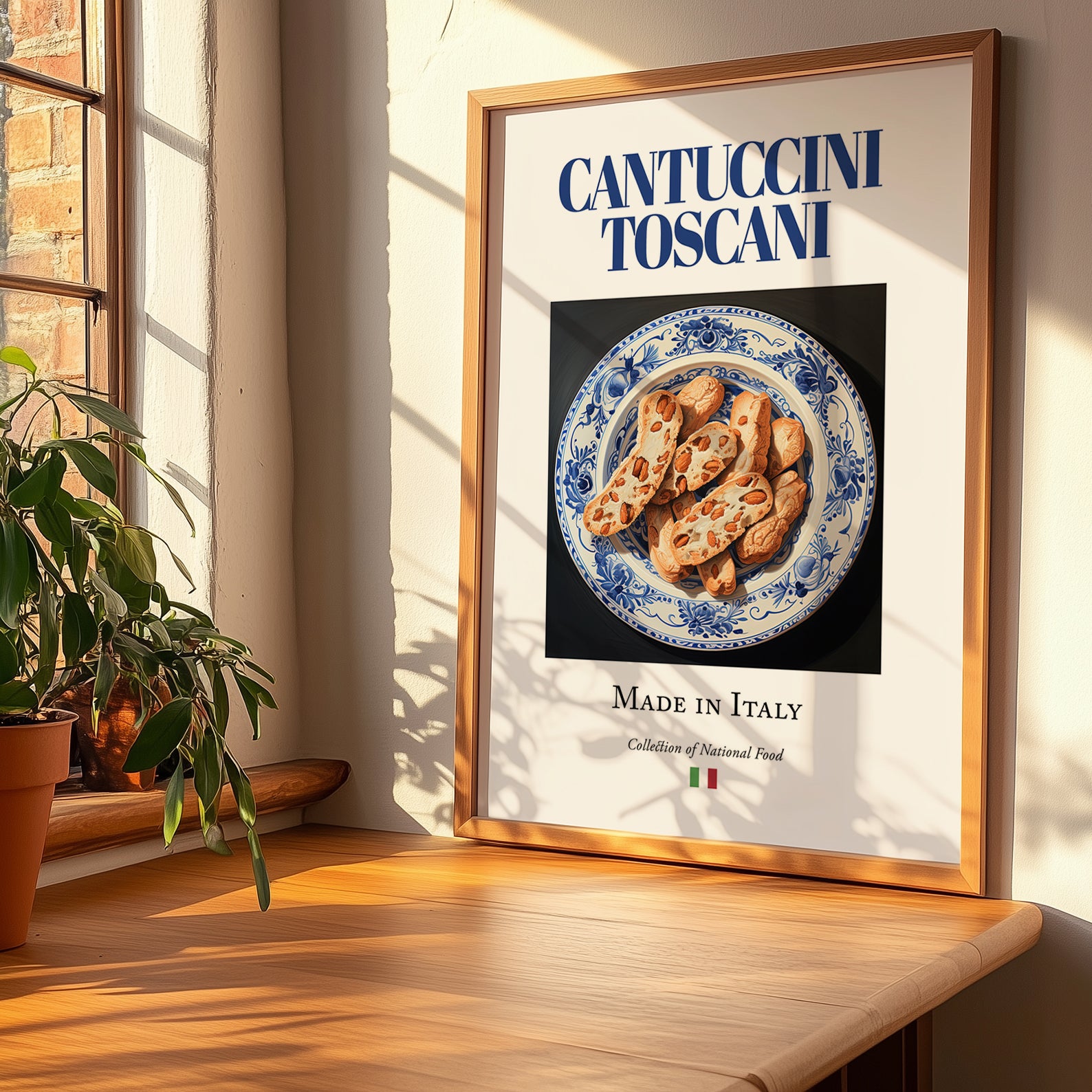 Cantuccini Toscani – Italian Dessert Dish, Tavern Poster, no-text version framed in wood
