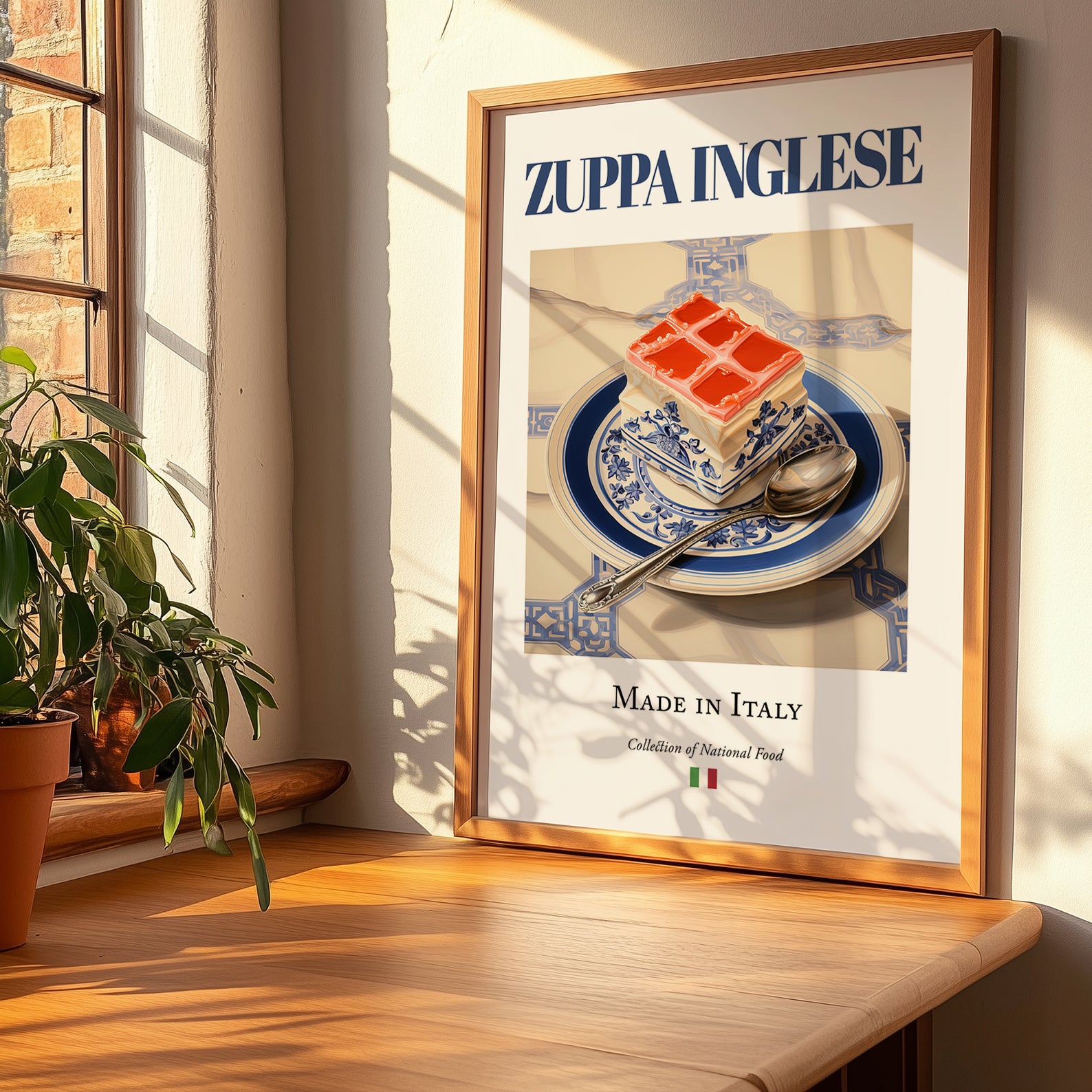 Zuppa Inglese – Italian Dessert Dish, Bistro Poster, no-text version framed in wood