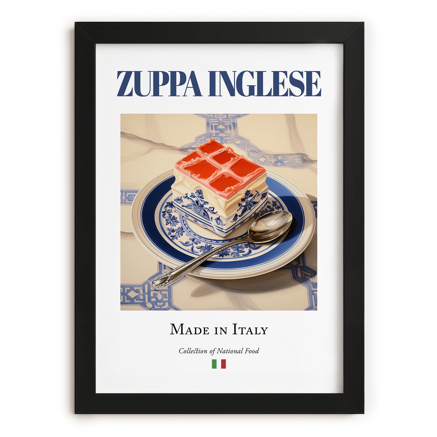 Zuppa Inglese – Italian Dessert Dish, Bistro Poster, in sleek black frame