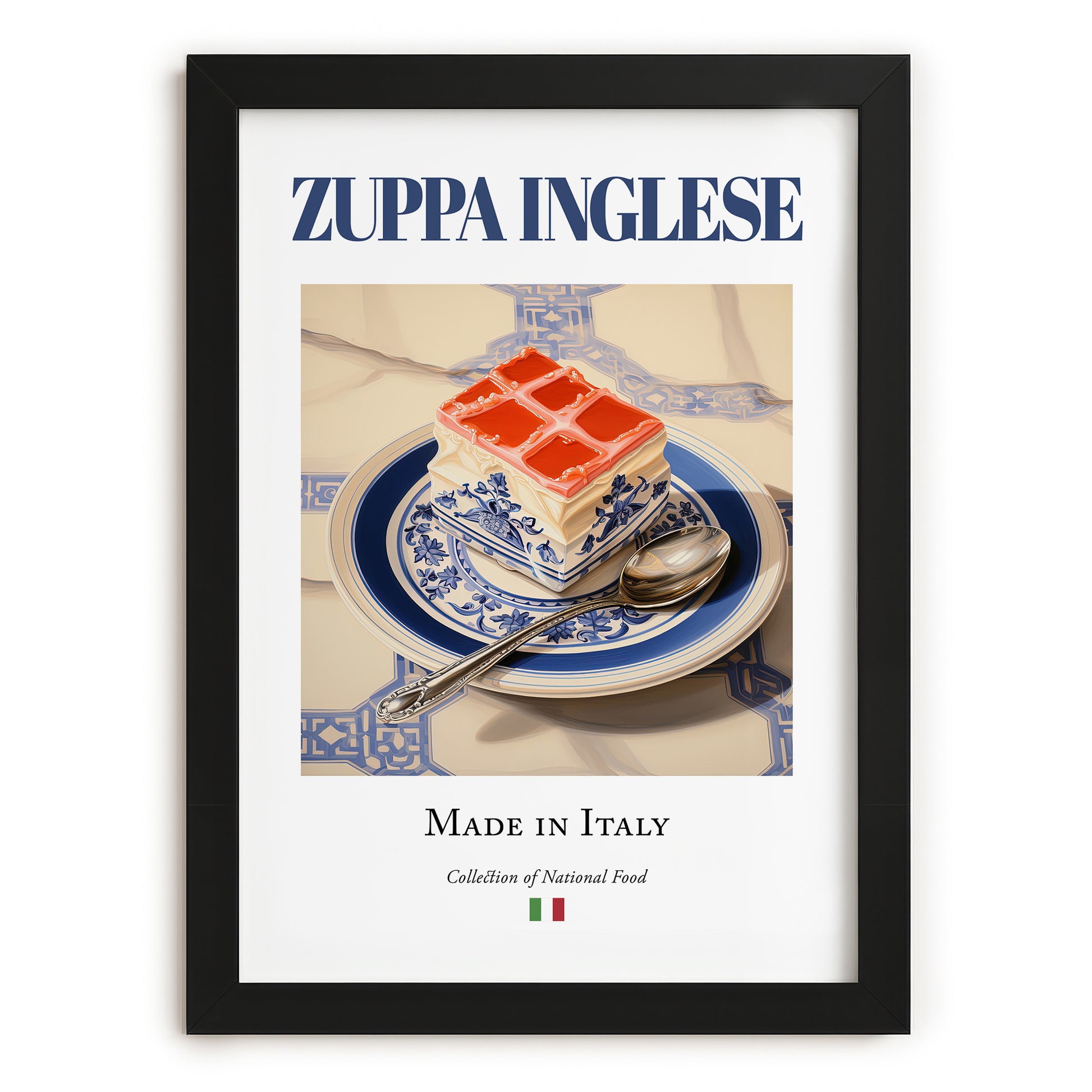 Zuppa Inglese – Italian Dessert Dish, Bistro Poster, in sleek black frame