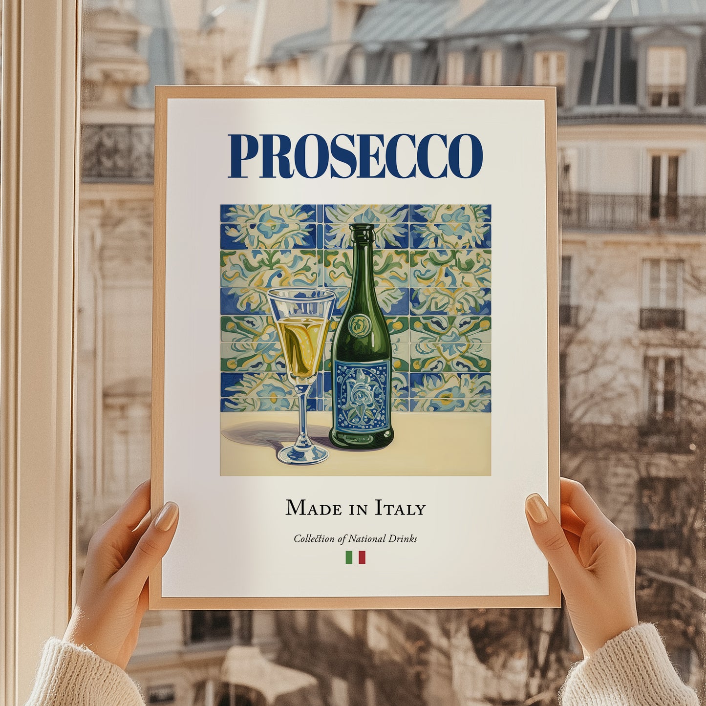 Prosecco – Italian Sparkling Wine, Vinoteca Poster, styled in a charming Paris street view