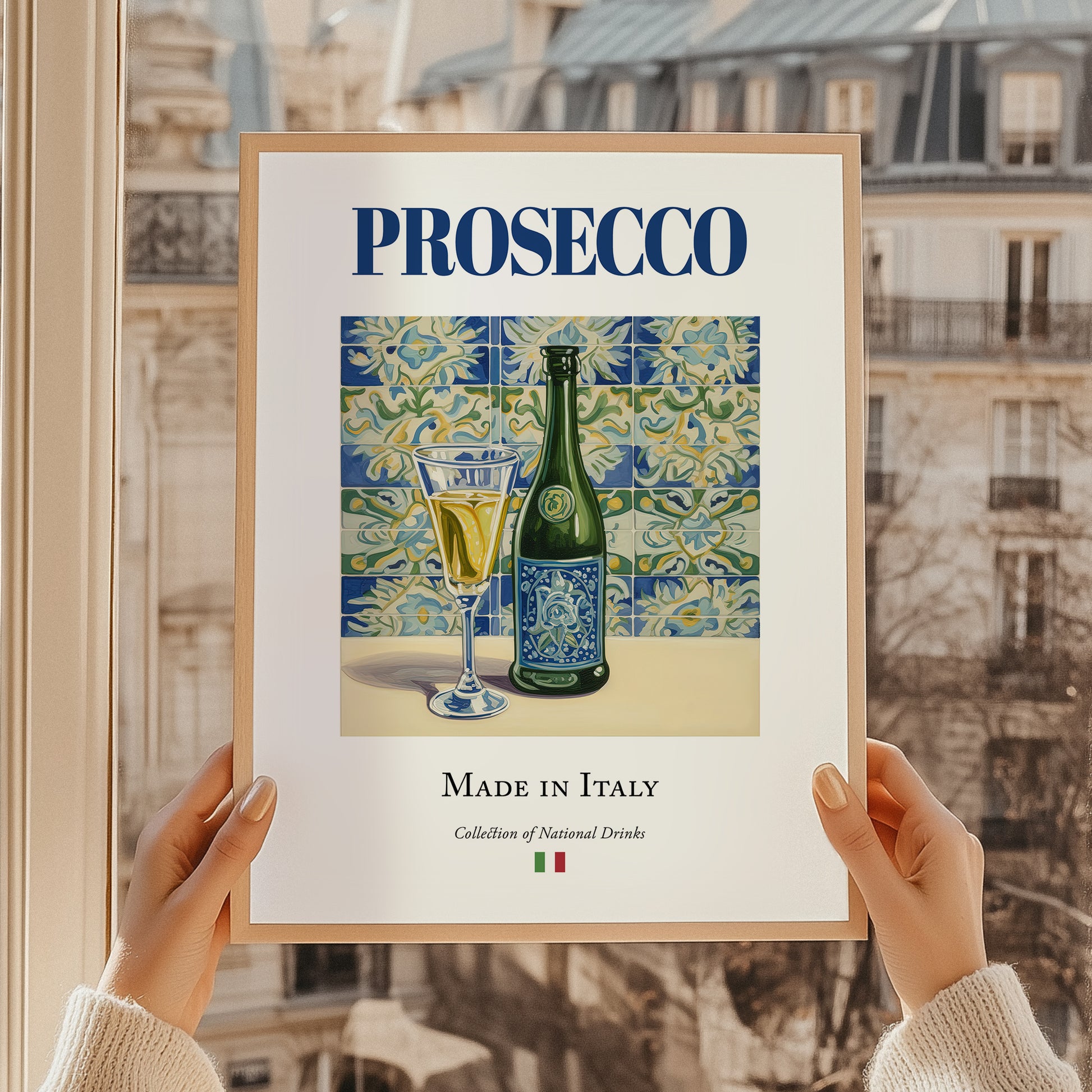 Prosecco – Italian Sparkling Wine, Vinoteca Poster, styled in a charming Paris street view