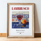 Lambrusco – Italian Sparkling Wine, Vinoteca Art, in wooden frame leaning on the floor