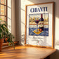 Chianti – Italian Red Wine, Wine Bar Poster, no-text version framed in wood