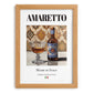 Amaretto – Italian Liqueur Drink, Cocktail Lounge Wall Decor, set in oak frame