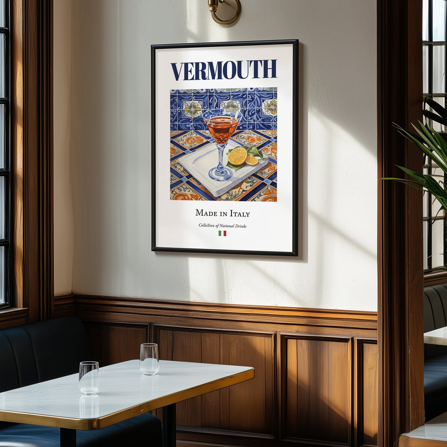 Vermouth – Italian Liqueur Drink, Cocktail Lounge Wall Art, clean layout with no caption
