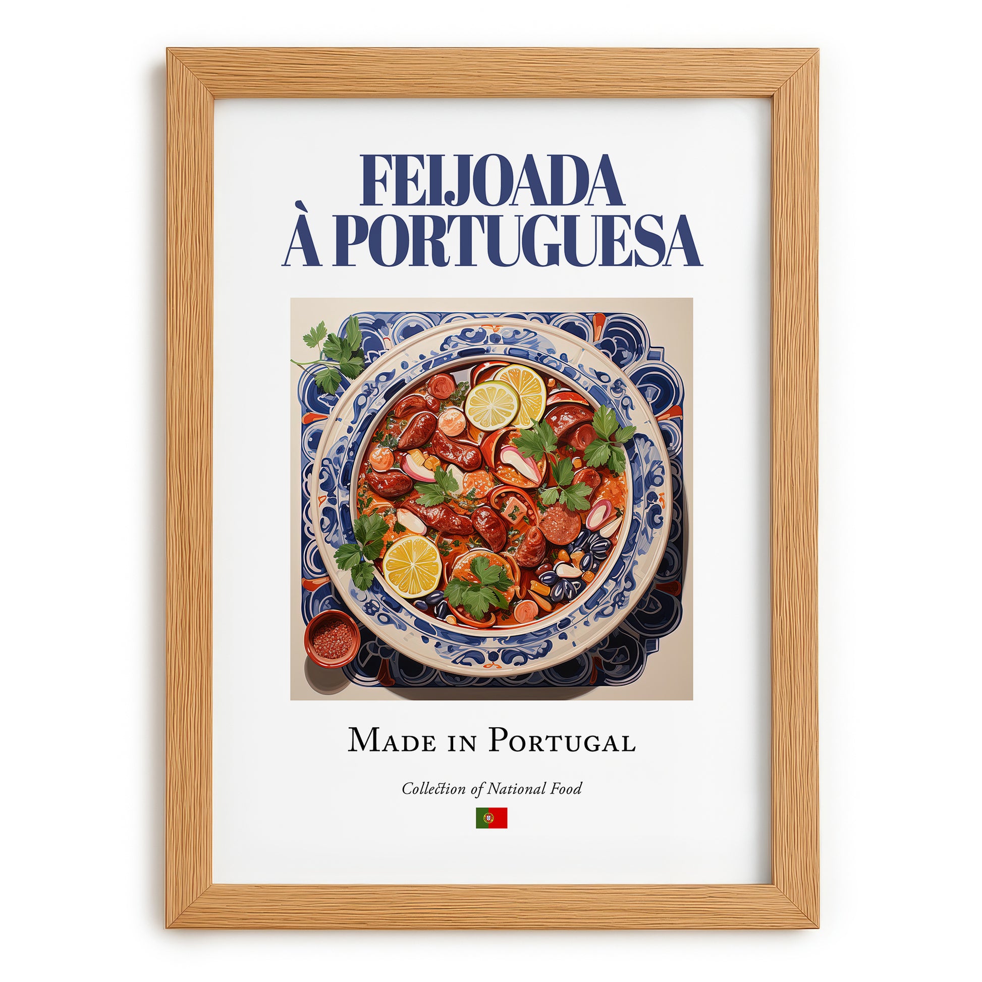 Feijoada à portuguesa – Portuguese Stew Dish, Fine Dining Restaurant Wall Art, set in oak frame
