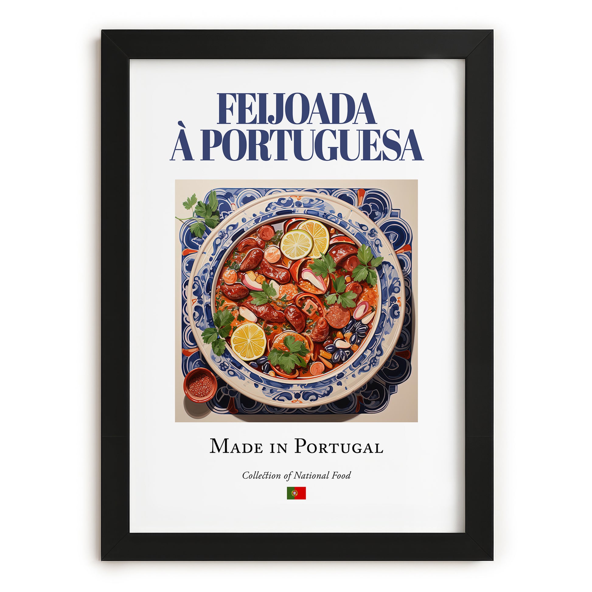 Feijoada à portuguesa – Portuguese Stew Dish, Fine Dining Restaurant Wall Art, in sleek black frame