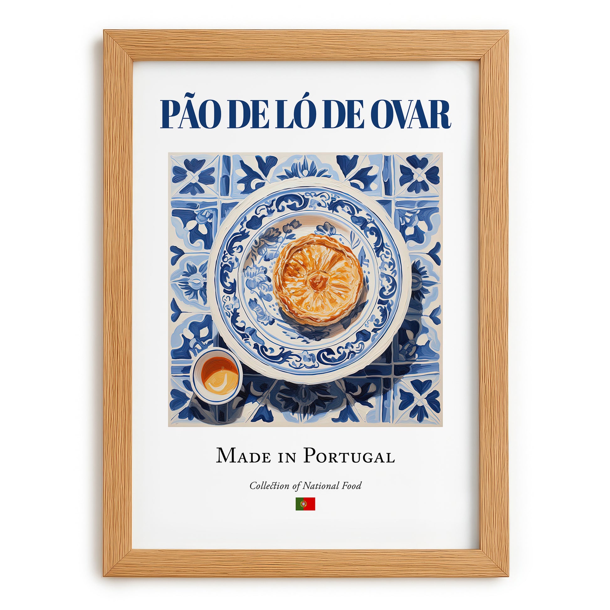 Pão de Ló de Ovar – Portuguese Dessert Dish, Tavern Painting, set in oak frame