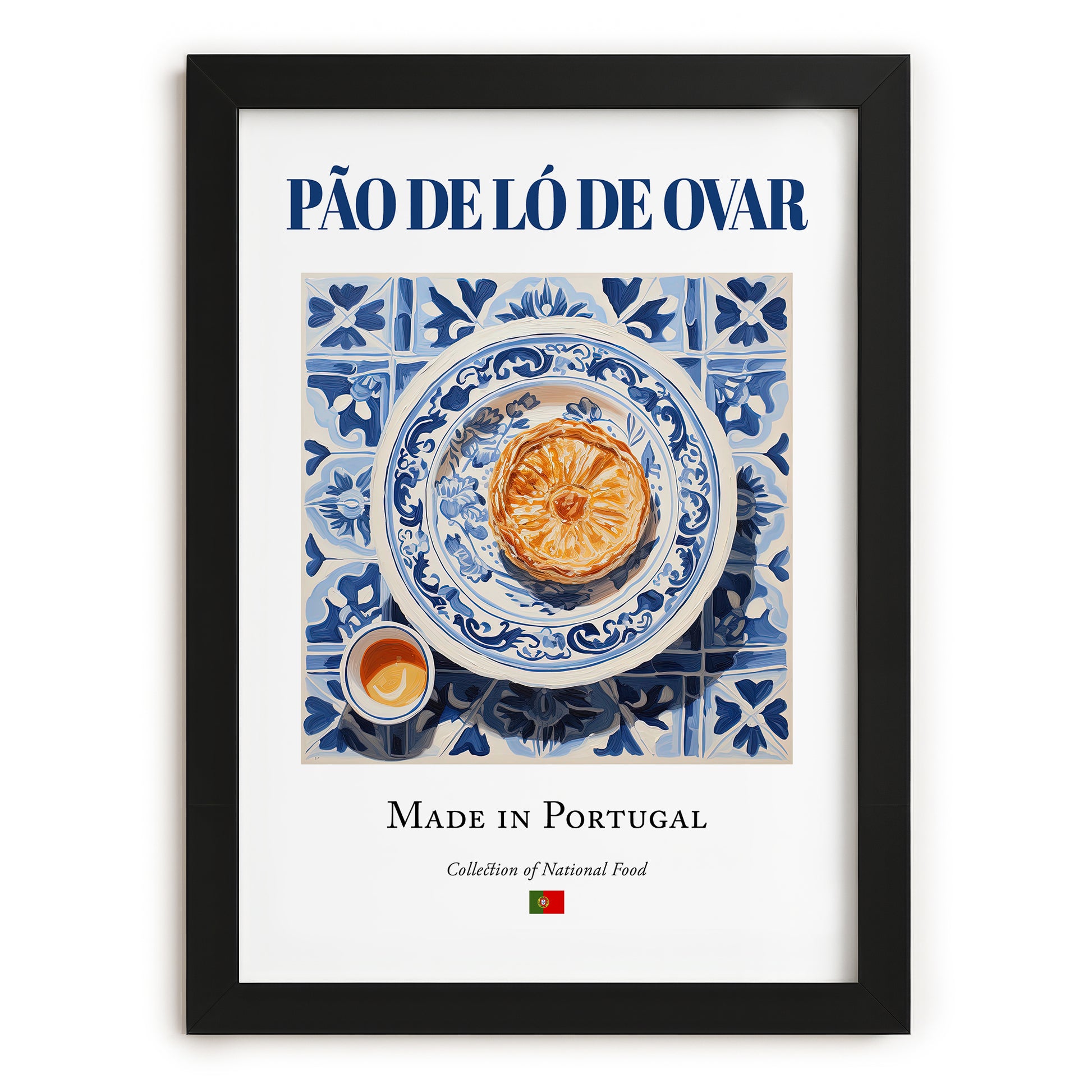 Pão de Ló de Ovar – Portuguese Dessert Dish, Tavern Painting, in sleek black frame