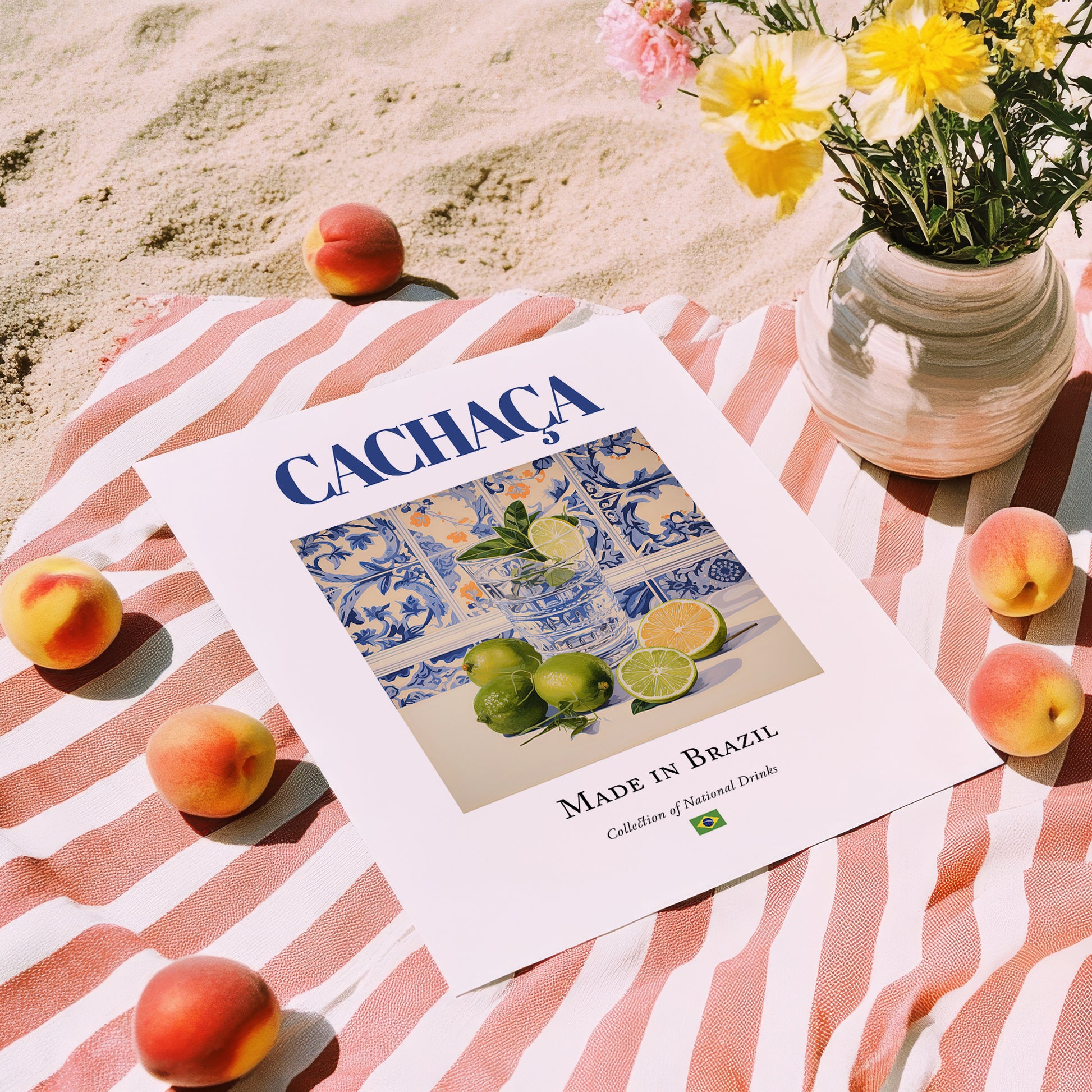 Cachaça – Brazilian Spirit Drink, Sky Bar Wall Art, unframed on coastal sand