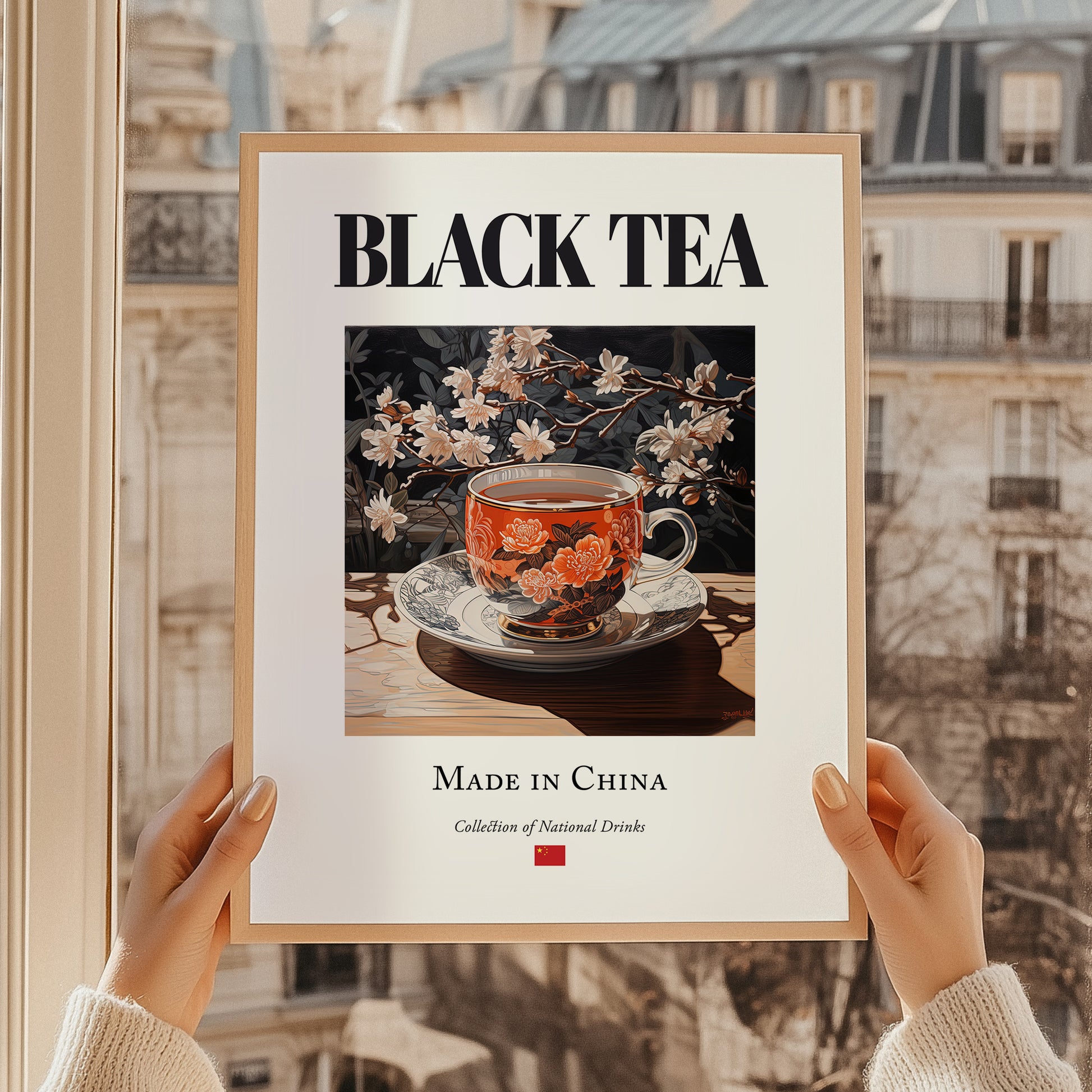 Black Tea – Chinese Tea, Tea Room Wall Decor, styled in a charming Paris street view