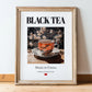 Black Tea – Chinese Tea, Tea Room Wall Decor, in wooden frame leaning on the floor