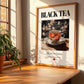 Black Tea – Chinese Tea, Tea Room Wall Decor, no-text version framed in wood