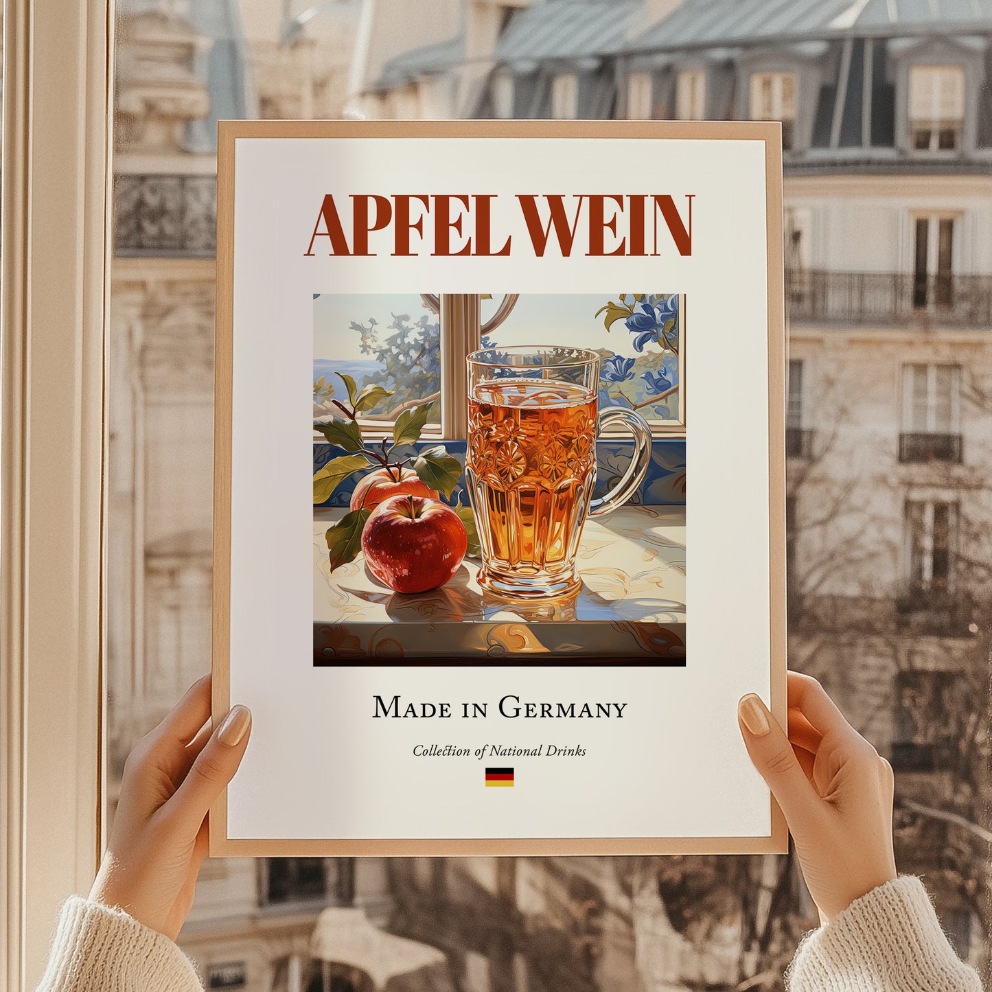 Apfelwein – German Cider Cider, Cider House Poster, styled in a charming Paris street view