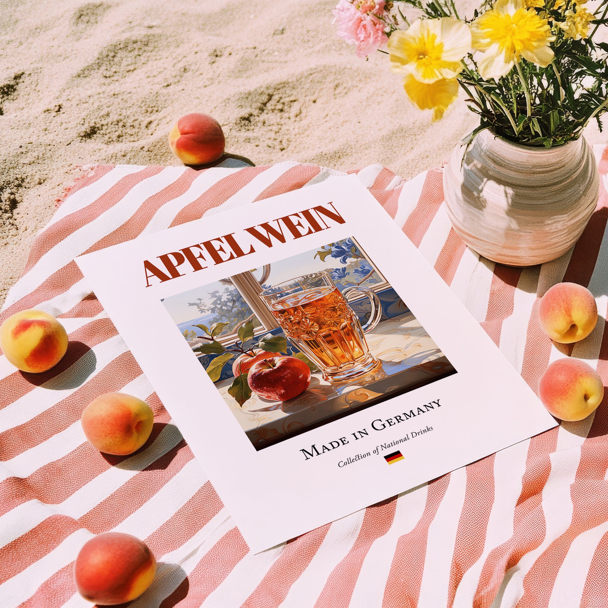 Apfelwein – German Cider Cider, Cider House Poster, unframed on coastal sand