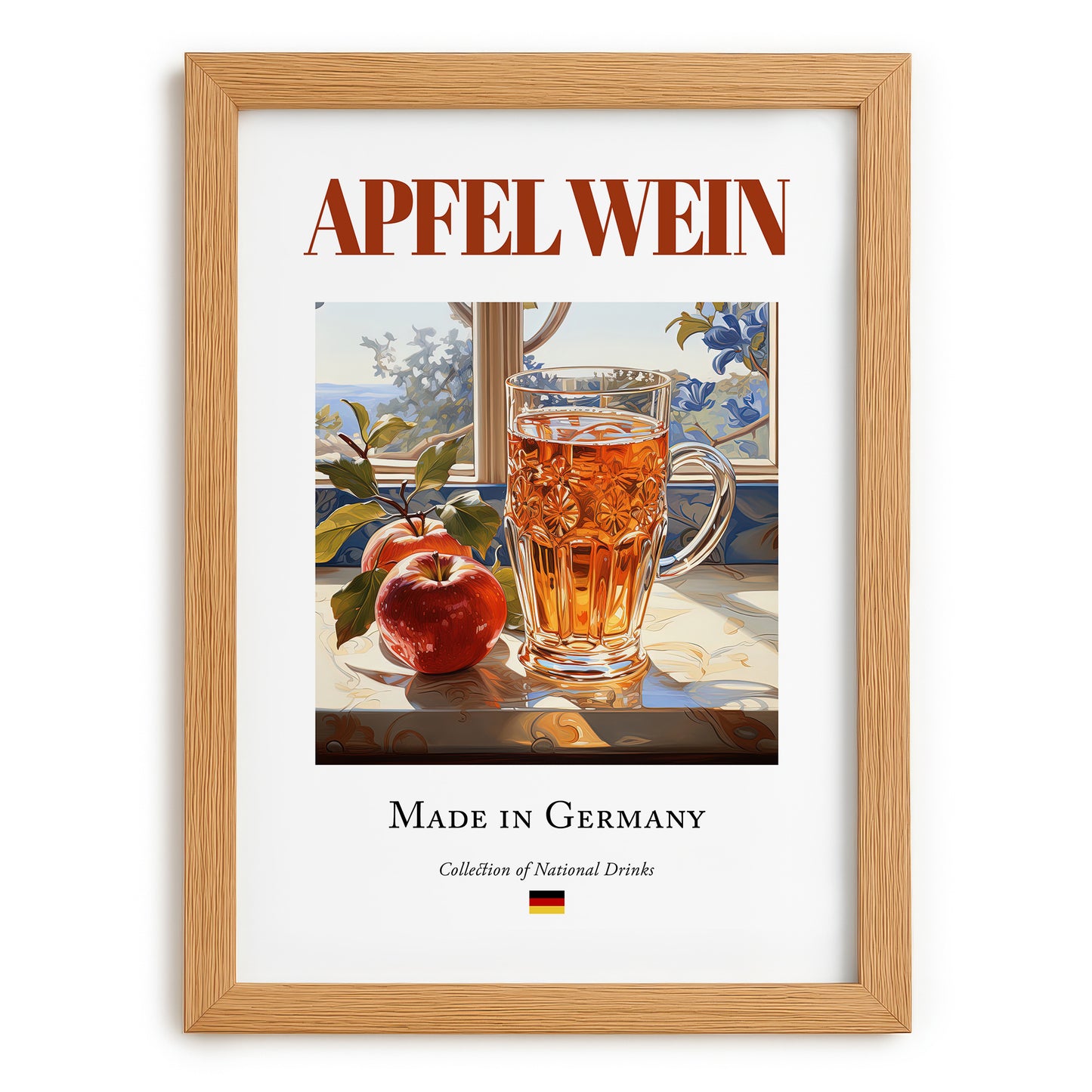 Apfelwein – German Cider Cider, Cider House Poster, set in oak frame