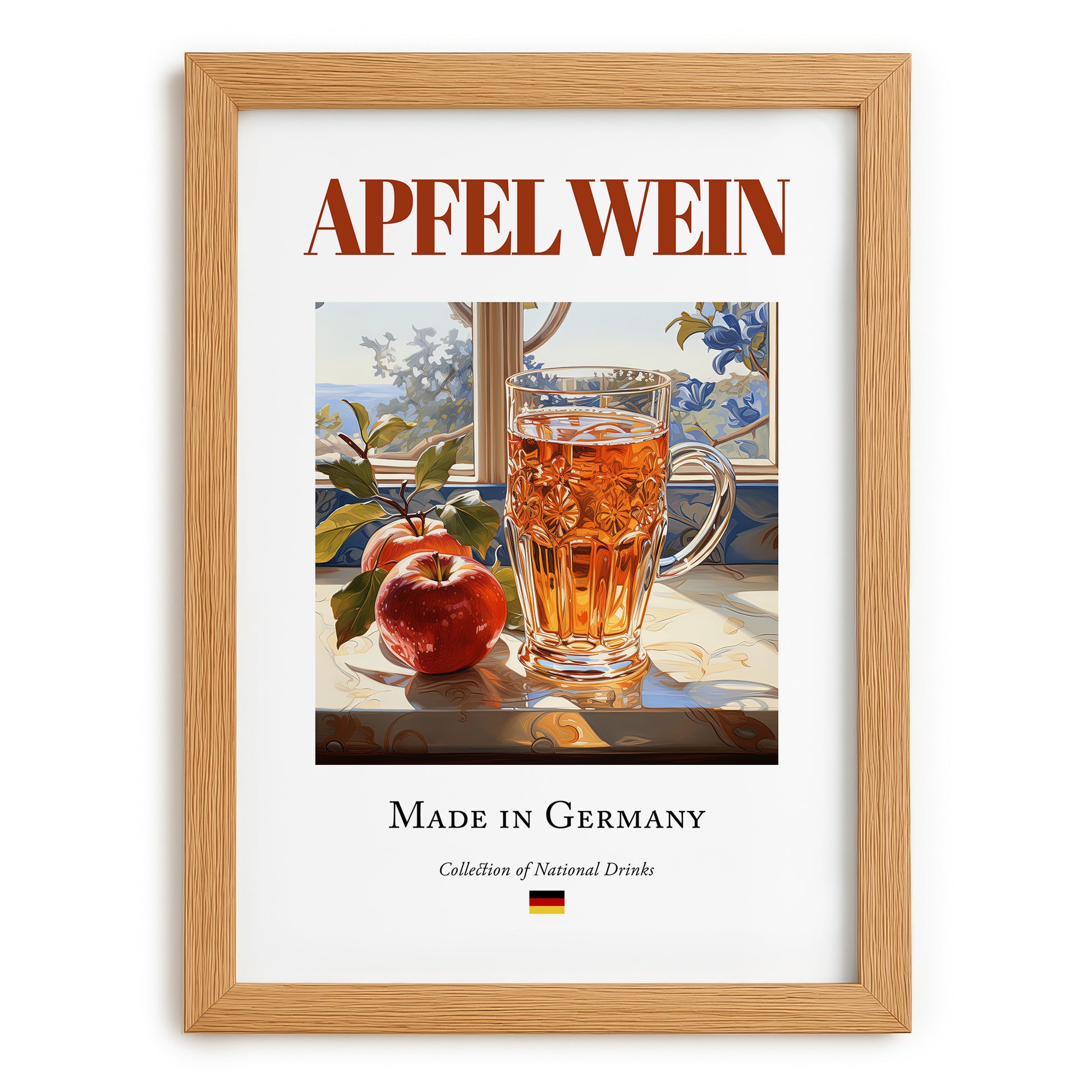 Apfelwein – German Cider Cider, Cider House Poster, set in oak frame