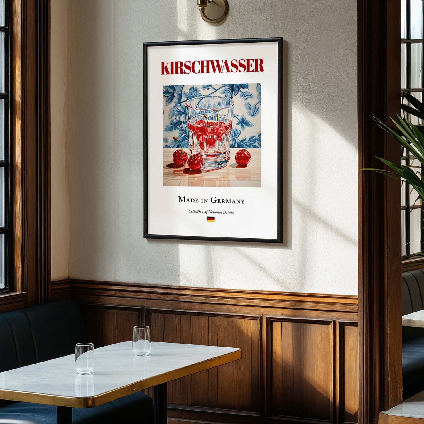 Kirschwasser – German Spirit Drink, Sky Bar Poster, clean layout with no caption