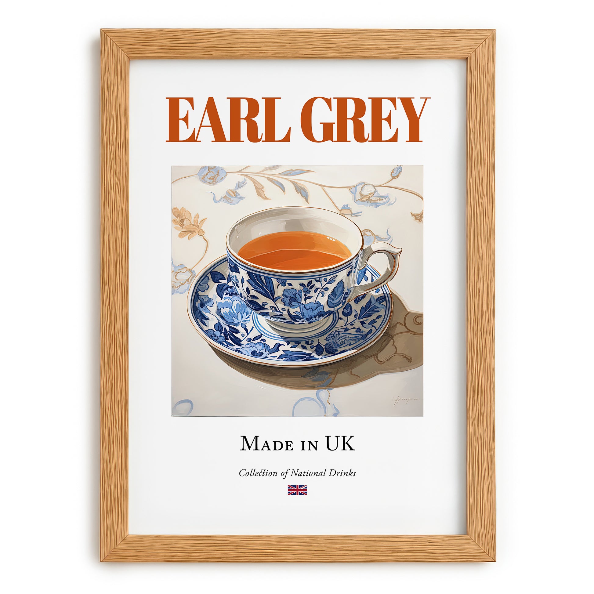 Earl Grey – English Tea, Tea Room Poster, set in oak frame