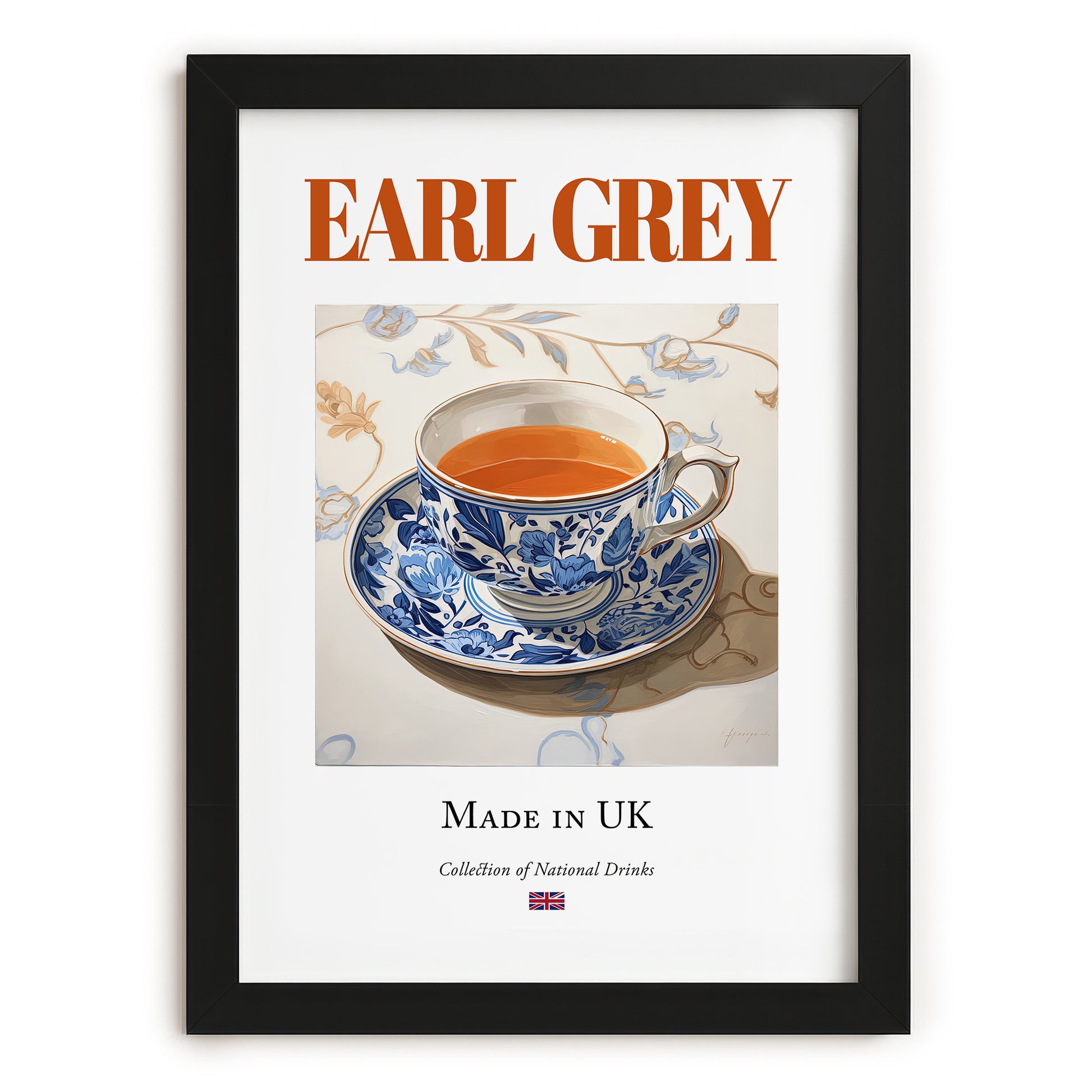 Earl Grey – English Tea, Tea Room Poster, in sleek black frame