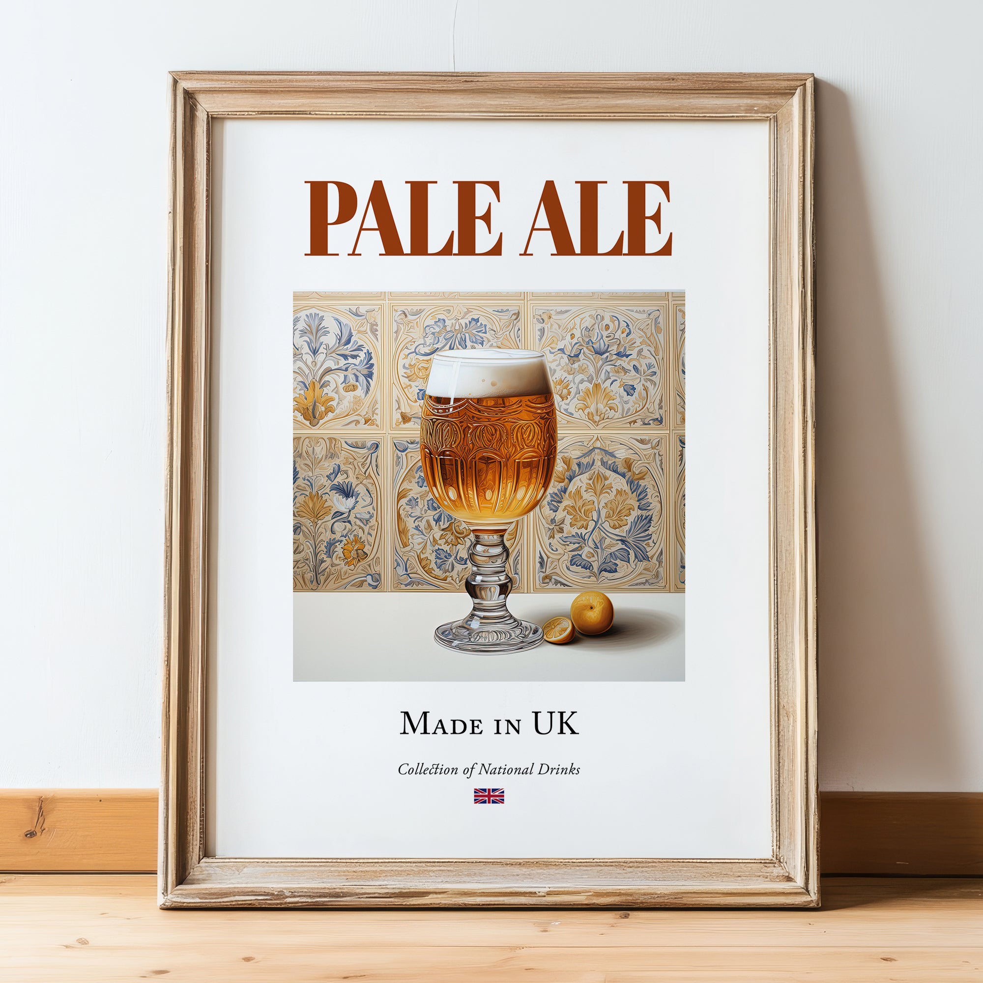Pale Ale – English Beer, Gastropub Wall Art, in wooden frame leaning on the floor