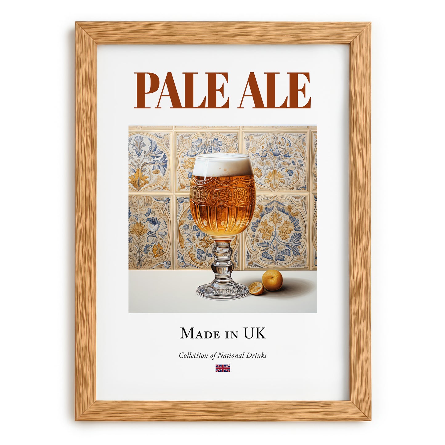 Pale Ale – English Beer, Gastropub Wall Art, set in oak frame