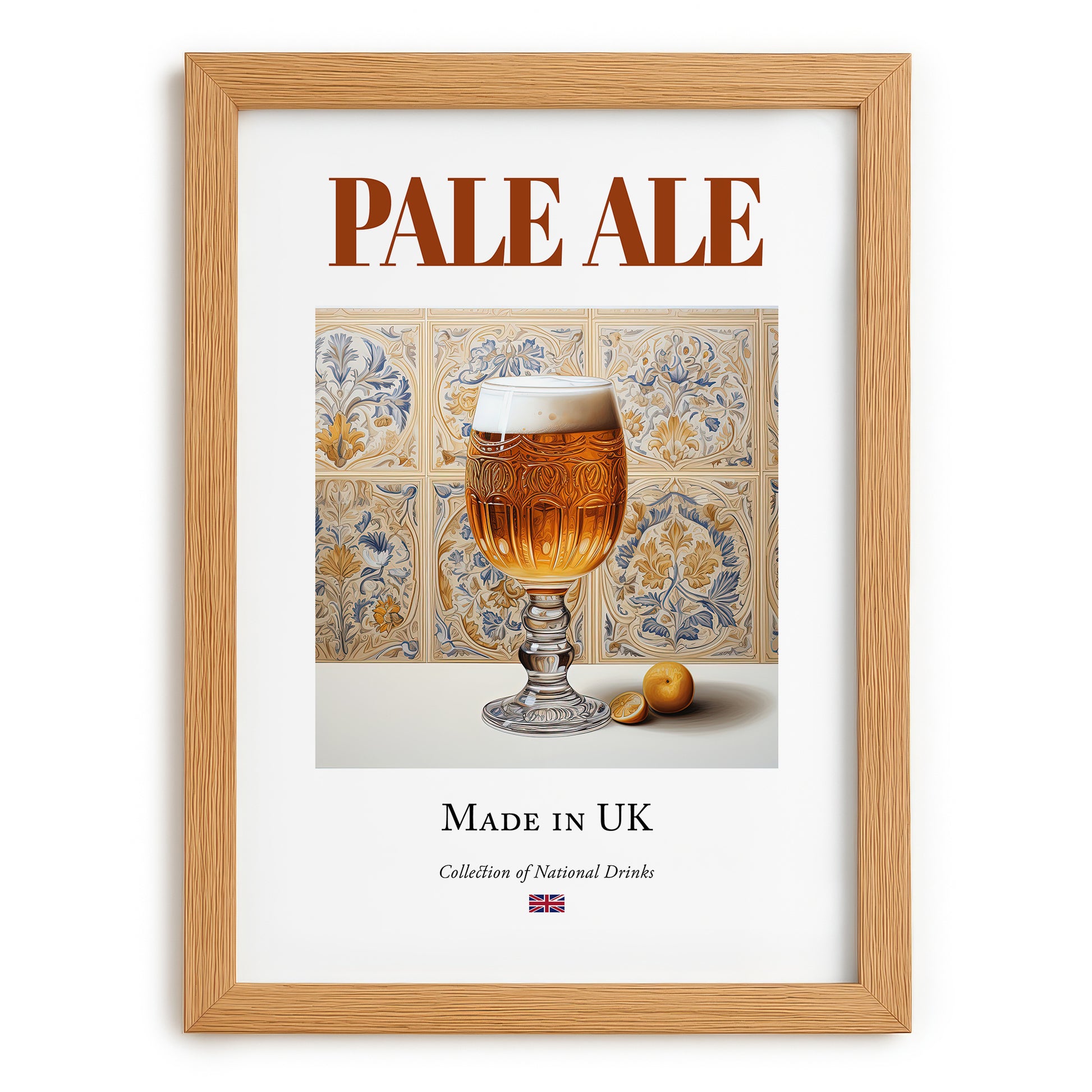 Pale Ale – English Beer, Gastropub Wall Art, set in oak frame