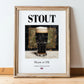 Stout – English Beer, Sports Bar Poster, in wooden frame leaning on the floor